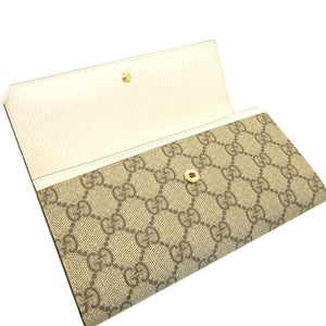 未使用 グッチ GGマーモント 456116 コンチネンタルウォレット GGスプリーム レザー ベージュ アイボリー 2つ折り長財布 財布 0063【中古】GUCCI