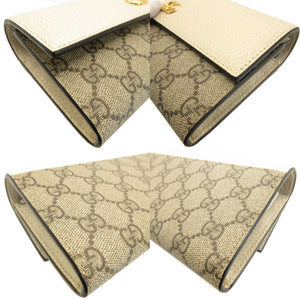 未使用 グッチ GGマーモント 456116 コンチネンタルウォレット GGスプリーム レザー ベージュ アイボリー 2つ折り長財布 財布 0063【中古】GUCCI