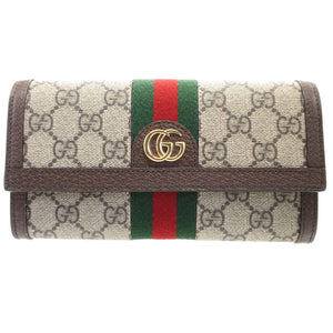 新品同様 グッチ シェリー GGマーモント 523153 コンチネンタルウォレット GGスプリーム レザー ベージュ ブラウン 茶 2つ折り長財布 財布 0064【中古】GUCCI