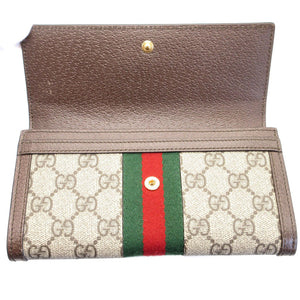 新品同様 グッチ シェリー GGマーモント 523153 コンチネンタルウォレット GGスプリーム レザー ベージュ ブラウン 茶 2つ折り長財布 財布 0064【中古】GUCCI