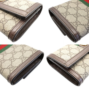 新品同様 グッチ シェリー GGマーモント 523153 コンチネンタルウォレット GGスプリーム レザー ベージュ ブラウン 茶 2つ折り長財布 財布 0064【中古】GUCCI
