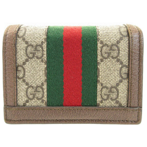 美品 グッチ 523155 オフィディア シェリー コンパクトウォレット GGスプリーム レザー ベージュ ブラウン 茶 財布 0065【中古】GUCCI