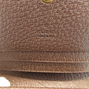 美品 グッチ 523155 オフィディア シェリー コンパクトウォレット GGスプリーム レザー ベージュ ブラウン 茶 財布 0065【中古】GUCCI