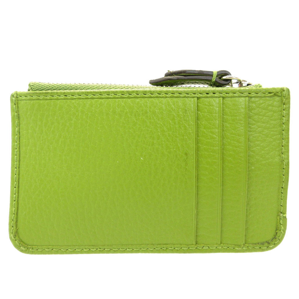 新品同様 グッチ 701070 GGマーモント レザー グリーン 緑 キーチェーン カードケース コインケース 財布 0067【中古】GUCCI