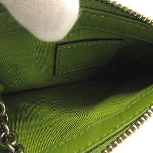 新品同様 グッチ 701070 GGマーモント レザー グリーン 緑 キーチェーン カードケース コインケース 財布 0067【中古】GUCCI