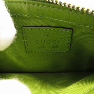 新品同様 グッチ 701070 GGマーモント レザー グリーン 緑 キーチェーン カードケース コインケース 財布 0067【中古】GUCCI