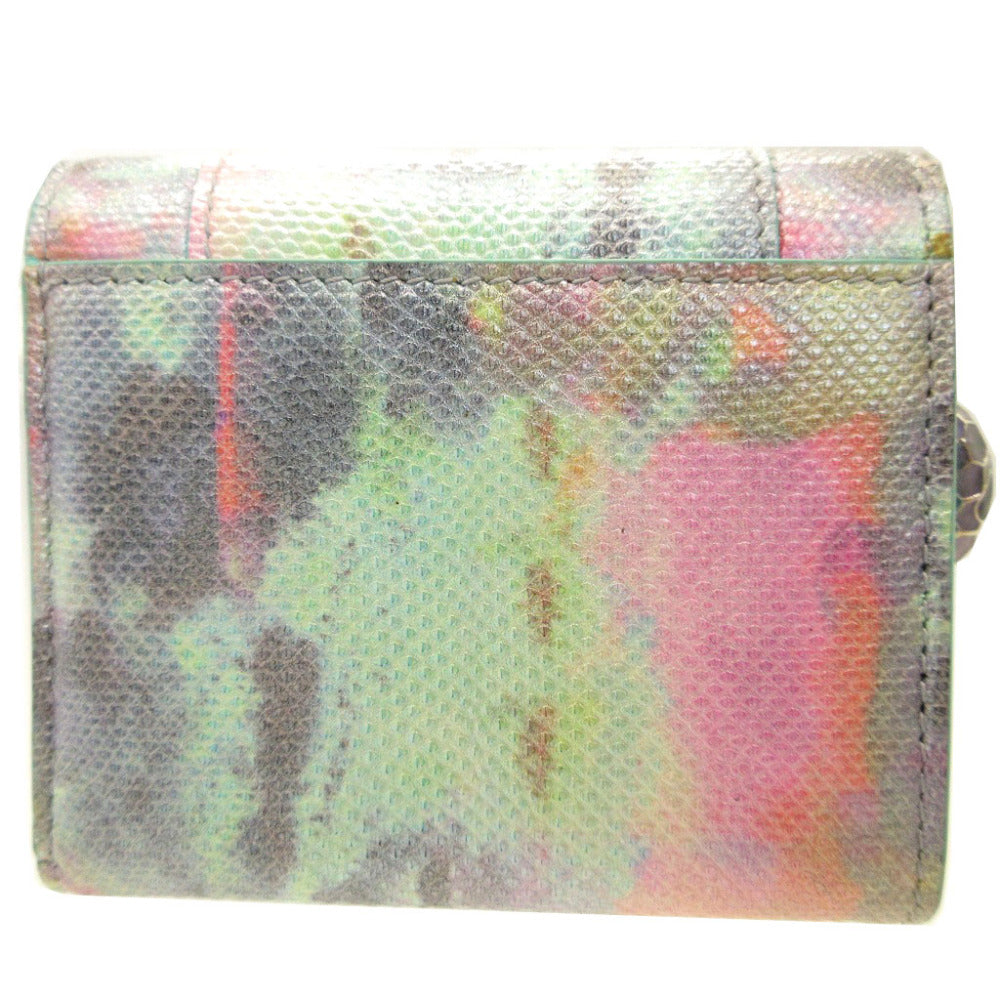 新品同様 ブルガリ セルペンティ コンパクトウォレット レザー ライトブルー 水色 3つ折り財布 財布 0069【中古】BVLGARI