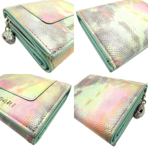 新品同様 ブルガリ セルペンティ コンパクトウォレット レザー ライトブルー 水色 3つ折り財布 財布 0069【中古】BVLGARI