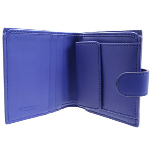 新品同様 ボッテガヴェネタ イントレチャート コンパクトウォレット レザー パープル 紫 2つ折り財布 財布 0070【中古】BOTTEGA VENETA