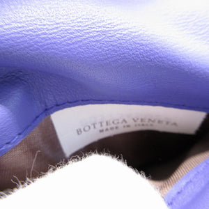 新品同様 ボッテガヴェネタ イントレチャート コンパクトウォレット レザー パープル 紫 2つ折り財布 財布 0070【中古】BOTTEGA VENETA