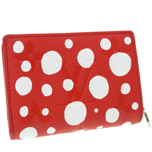 未使用 ルイヴィトン LV×YK ポルトフォイユ クレア モノグラム アンプラント M82103 草間彌生 日本限定 二つ折り財布 ルージュブロン 赤/白 レッド ドット LV 0104【中古】LOUIS VUITTON