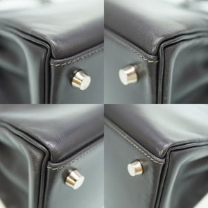 エルメス ケリー32 ボックスカーフ グラファイト シルバー金具 ハンドバッグ □E刻印 グレー 0106【中古】HERMES