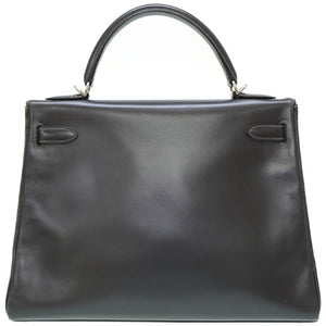 エルメス ケリー32 ボックスカーフ グラファイト シルバー金具 ハンドバッグ □E刻印 グレー 0106【中古】HERMES