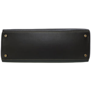 エルメス ケリー32 ボックスカーフ グラファイト シルバー金具 ハンドバッグ □E刻印 グレー 0106【中古】HERMES