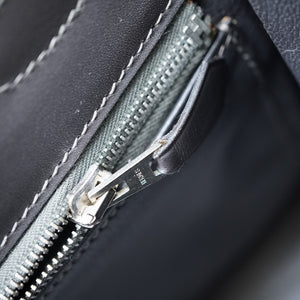 エルメス ケリー32 ボックスカーフ グラファイト シルバー金具 ハンドバッグ □E刻印 グレー 0106【中古】HERMES
