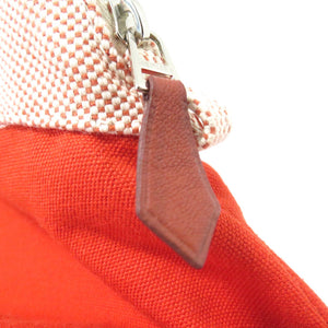 美品 エルメス ボリード サマルカンド MM コットン シルバー金具 テラコッタ オレンジ ポーチ 0111【中古】HERMES