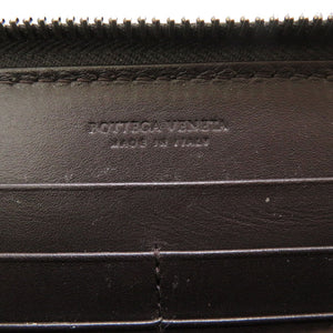 美品 ボッテガ ヴェネタ イントレチャート レザー ブラウン ラウンドファスナー 長財布 財布 茶 0113 【中古】 BOTTEGAVENETA メンズ