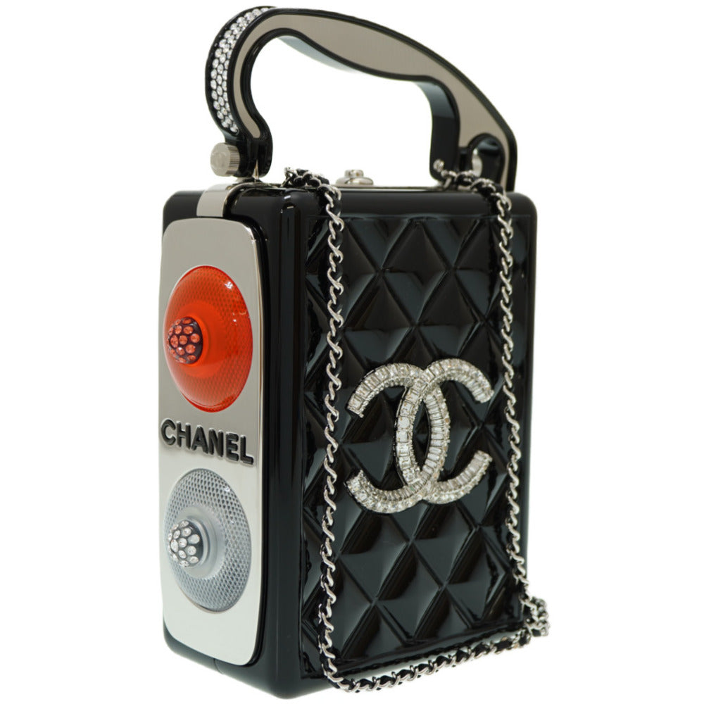 未使用 シャネル トラフィックライト リゾートコレクション チェーン ショルダー ハンド バッグ ブラック 黒 ラインストーン 0117【中古】CHANEL