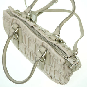 美品 プラダ ギャザー ナイロン BN2869 2WAY ショルダー トートバッグ  トートバッグ グレー 0118【中古】PRADA ストラップ