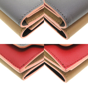 マルニ トリフォールドウォレット トランク レザー グレー レッド PFMOW02U23 三つ折り財布 財布 0120 【中古】 MARNI