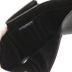 新品同様 ドルチェアンドガッバーナ レザー ブラック 三つ折り財布 財布 黒 0122 【中古】 DOLCE&GABBANA メンズ