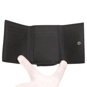 新品同様 ドルチェアンドガッバーナ レザー ブラック 三つ折り財布 財布 黒 0122 【中古】 DOLCE&GABBANA メンズ