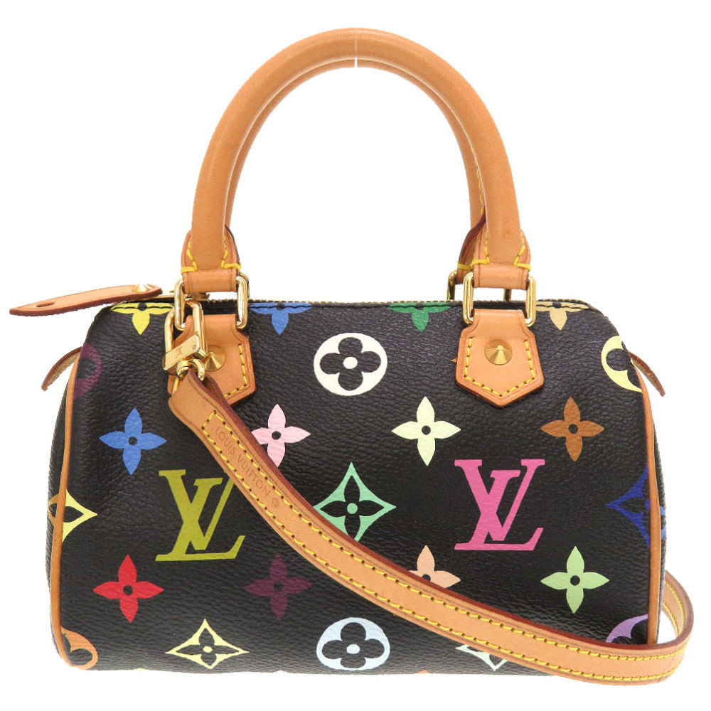 美品 ルイ ヴィトン モノグラム マルチカラー ミニスピーディ ノワール M92644 2WAY ハンドバッグ バッグ 黒 LV 0125 【中古】 LOUIS VUITTON
