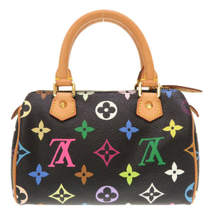 美品 ルイ ヴィトン モノグラム マルチカラー ミニスピーディ ノワール M92644 2WAY ハンドバッグ バッグ 黒 LV 0125 【中古】 LOUIS VUITTON