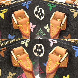 美品 ルイ ヴィトン モノグラム マルチカラー ミニスピーディ ノワール M92644 2WAY ハンドバッグ バッグ 黒 LV 0125 【中古】 LOUIS VUITTON