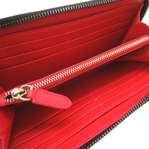 美品 クリスチャン ルブタン パネトーネ スパイク スタッズ バレンタイン限定 パテントレザー ブラック ピンク 1155017 ラウンドファスナー長財布 財布 黒 0132 【中古】 Christian Louboutin