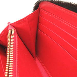 美品 クリスチャン ルブタン パネトーネ スパイク スタッズ バレンタイン限定 パテントレザー ブラック ピンク 1155017 ラウンドファスナー長財布 財布 黒 0132 【中古】 Christian Louboutin