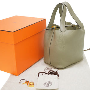 未使用 エルメス ピコタンロックPM B刻印(2023年製) トリヨンクレマンス セージ / ソーゼ ゴールド金具 ハンドバッグ 0138【中古】HERMES