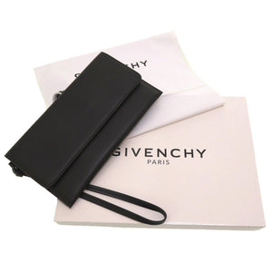 未使用 ジバンシィ ロゴ レザー ブラック クラッチバッグ バッグ 黒 0141 【中古】 GIVENCHY ジバンシー