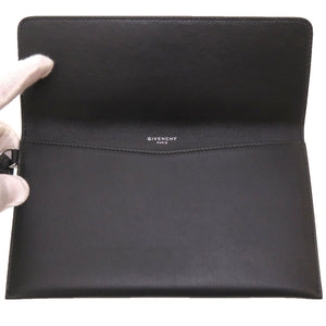 未使用 ジバンシィ ロゴ レザー ブラック クラッチバッグ バッグ 黒 0141 【中古】 GIVENCHY ジバンシー