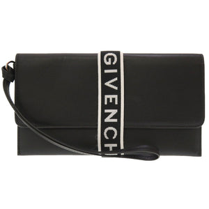 未使用 ジバンシィ ロゴ レザー ブラック クラッチバッグ バッグ 黒 0142 【中古】 GIVENCHY ジバンシー