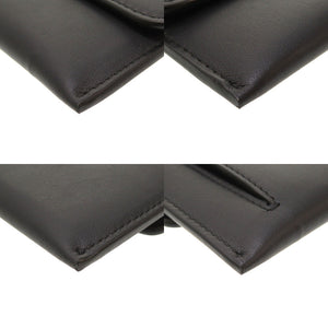 未使用 ジバンシィ ロゴ レザー ブラック クラッチバッグ バッグ 黒 0142 【中古】 GIVENCHY ジバンシー