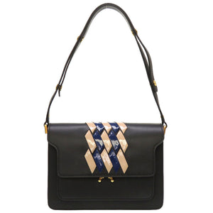 美品 マルニ トランク レザー ブラック ショルダーバッグ バッグ 黒 0144 【中古】 MARNI