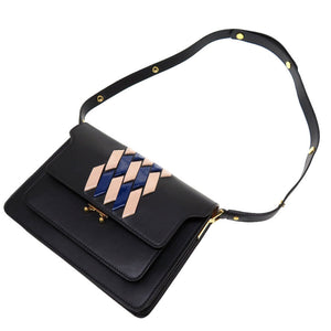 美品 マルニ トランク レザー ブラック ショルダーバッグ バッグ 黒 0144 【中古】 MARNI