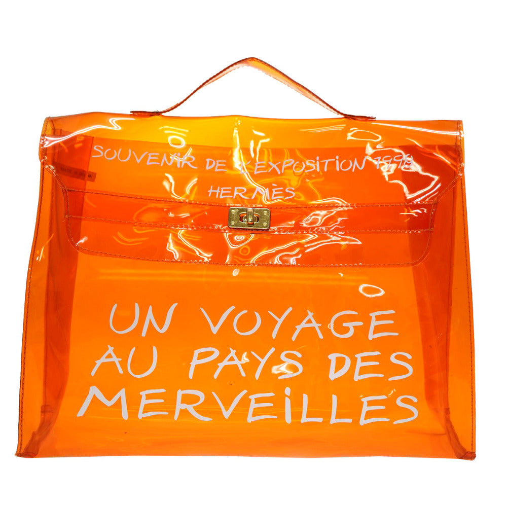 美品 エルメス ビニールケリー オレンジ ゴールド金具 ハンドバッグ 0148【中古】HERMES