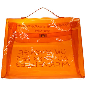 美品 エルメス ビニールケリー オレンジ ゴールド金具 ハンドバッグ 0148【中古】HERMES