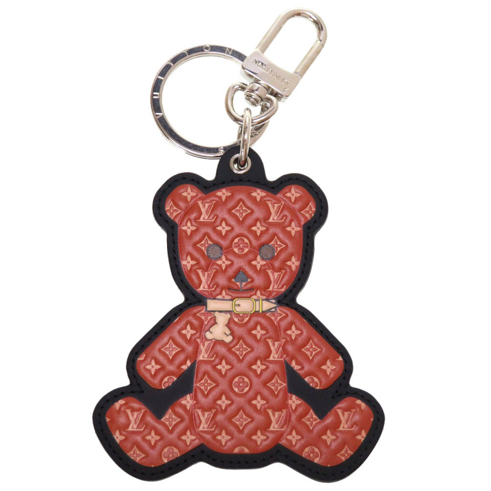 未使用 ルイ ヴィトン モノグラム ポルトクレ テディベア クマ M00342 バッグチャーム キーホルダー カーフ 熊 茶 LV 0153 【中古】 LOUIS VUITTON