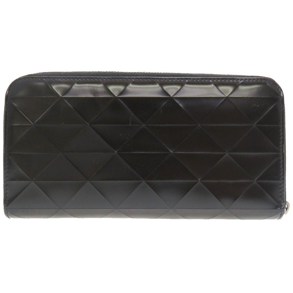 新品同様 プラダ ブラッシュドレザー ブラック 2ML317 ラウンドファスナー 長財布 財布 黒 0156 【中古】 PRADA メンズ