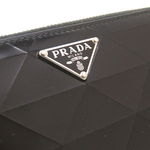 新品同様 プラダ ブラッシュドレザー ブラック 2ML317 ラウンドファスナー 長財布 財布 黒 0156 【中古】 PRADA メンズ