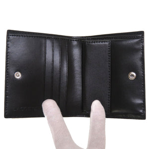 未使用 ラコステ レザー ブラック 二つ折り財布 財布 黒 0160 【中古】 LACOSTE メンズ