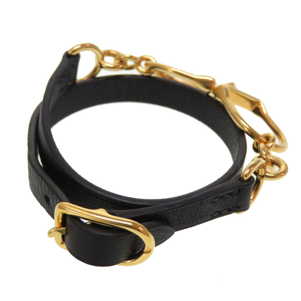 新品同様 エルメス エトリエ ドゥブルトゥール ヴォースイフト ブラック ゴールド A刻印(2017年製) ブレスレット アクセサリー 黒 0162 【中古】 HERMES