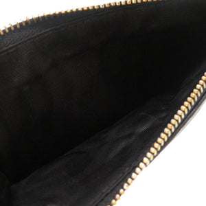 クリスチャン ディオール カナージュ レディディオール レザー ブラック ジップ カードケース コインケース 小銭入れ 財布 黒 0163 【中古】 Christian Dior