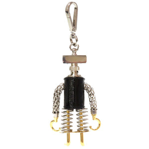 新品同様 プラダ トリック ロボット 1TR250 レザー メタル ブラック シルバー ゴールド バッグチャーム キーホルダー 0165 【中古】 PRADA