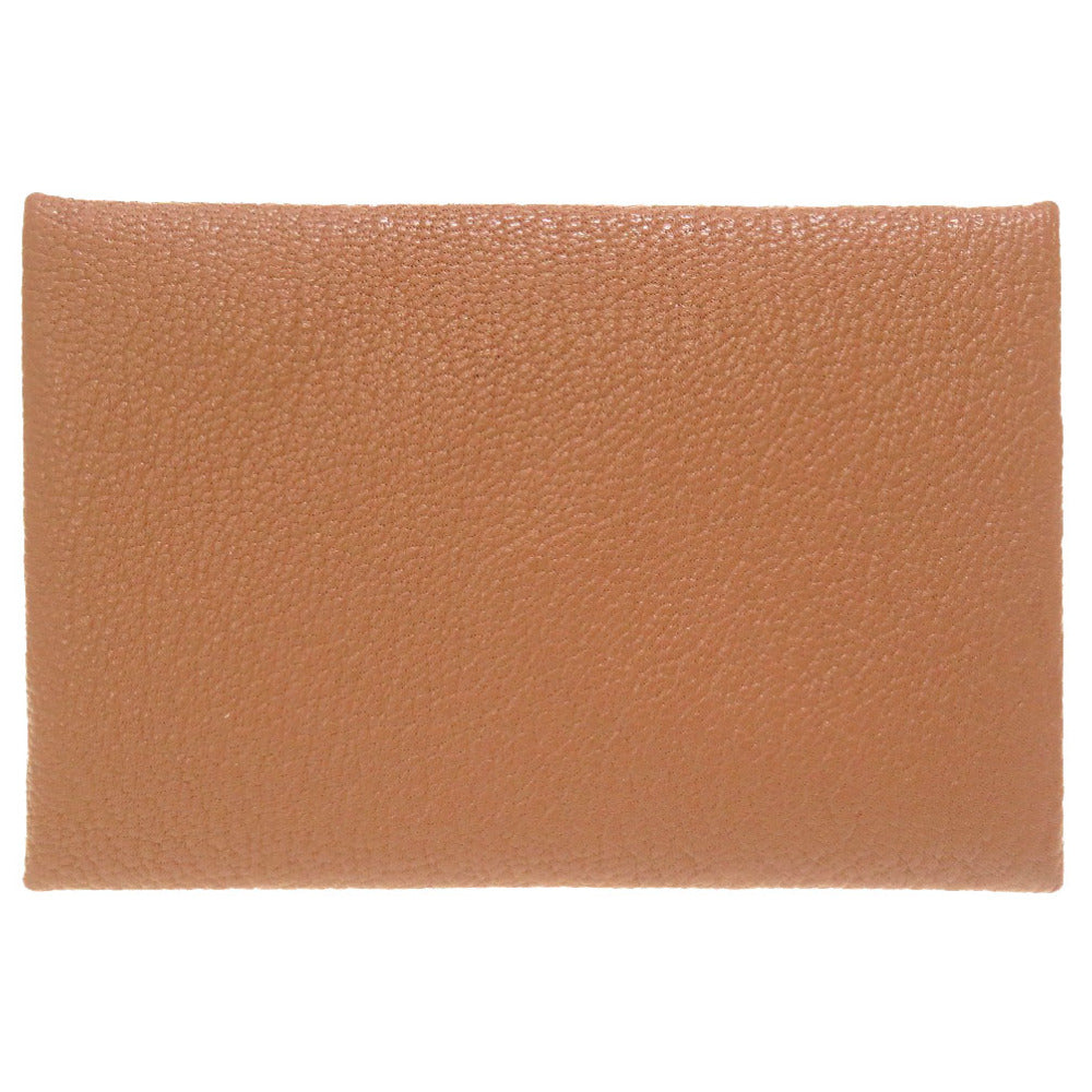 美品 エルメス カルヴィ シェーブル ベージュ Y刻印(2020年製) カードケース 茶 0169 【中古】 HERMES