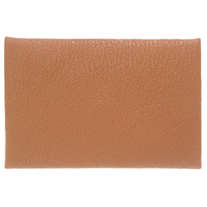 美品 エルメス カルヴィ シェーブル ベージュ Y刻印(2020年製) カードケース 茶 0169 【中古】 HERMES