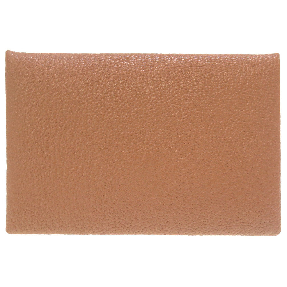 美品 エルメス カルヴィ シェーブル ベージュ Y刻印(2020年製) カードケース 茶 0169 【中古】 HERMES